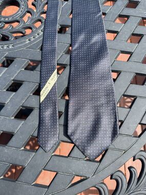 Vintage Valentino Dotted Tie Blue Silk Italy